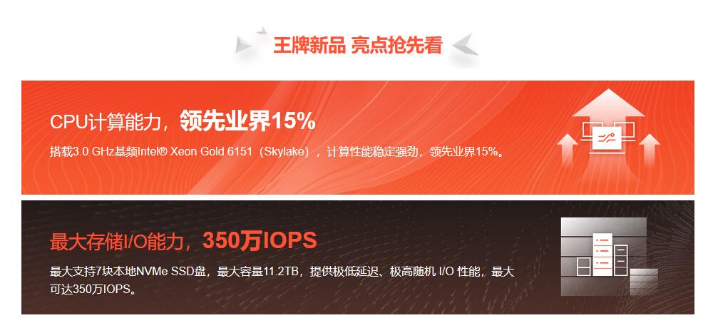 华为云王牌新品C3云服务器，CPU计算能力，领先业界15%，最大存储I/O能力达350万IOPS，最大网络宽带50Gbps，超高性能包转发能力1500万pps，最大内存带宽128GiB/s，各项技术创新，新功能强势上线！